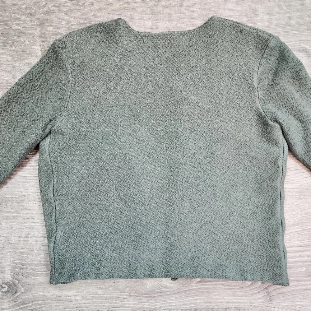 BE GOOD Organic Cotton Grean Open Face Cardigan Jacket Size Medium
